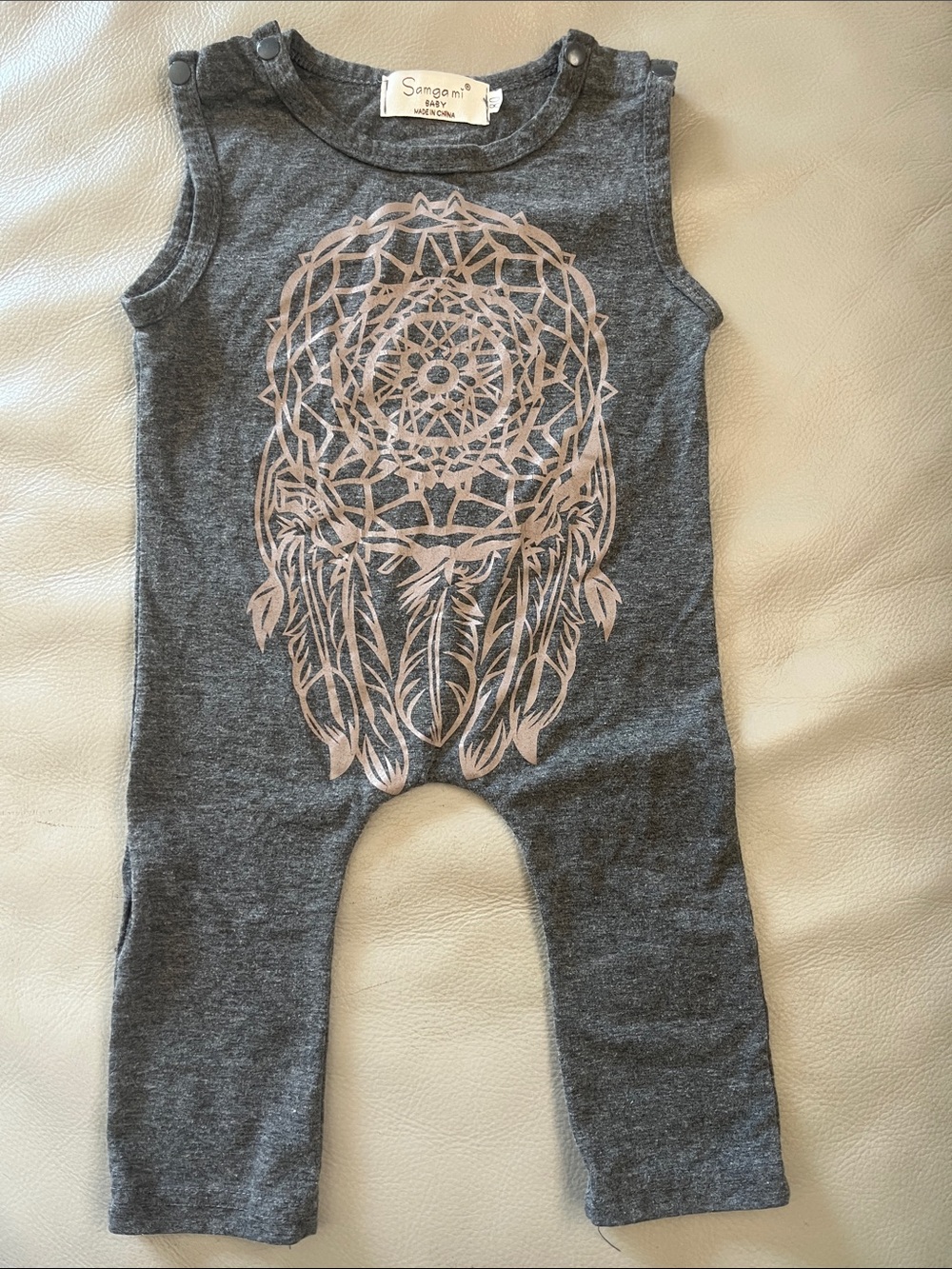 Gray Dreamcatcher Baby Romper
